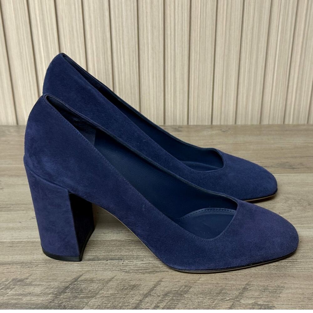 Salvatore Ferragamo 'Arezzo 85' Mirto Suede Calf Leather Heels Size 6.5B